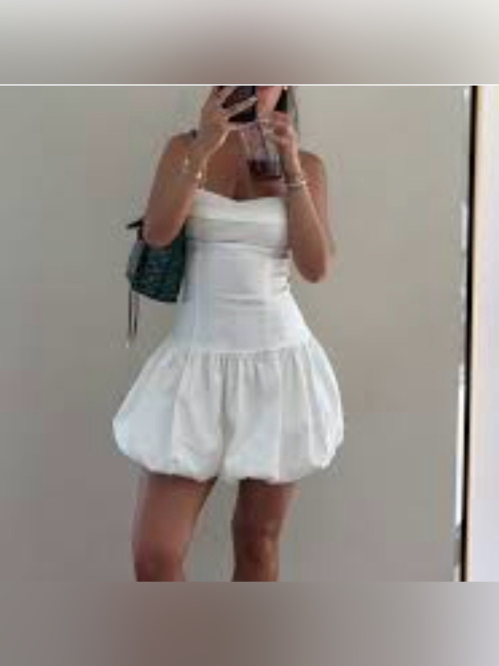 BNWT Zara BALLOON White Strappy Cutout Bubble Hem Mini Dress SZ SMALL - Picture 10 of 14
